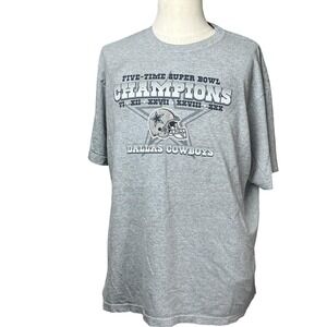 Dallas Cowboys Shirt Mens 2XL Gray NFL Football Five-Time Super Bowl Champions